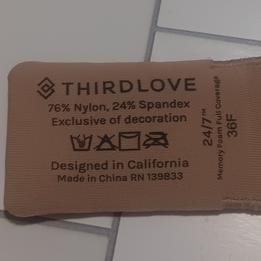 THIRDLOVE 24/7 Memory Foam Full Coverage Sz36F Tan Underwire Bra - Picture 13 of 15